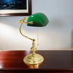 Banker Tischlampe Gold 24K aus Echt-Messing
