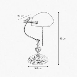 Bankerlampe 39 cm E27 Messing Glas Zugschalter Grün