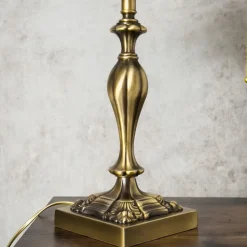 Bankerlampe 42,5 cm 2-flammig E27 Echt-Messing Zugschalter