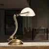 Bankerlampe Bronze aus Messing mit Schirm Weiß