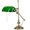 Bankerlampe Glas Messing massiv 47 cm