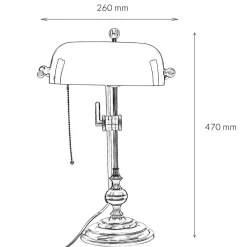 Bankerlampe Glas Messing massiv 47 cm