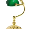 Bankerlampe Gold 24K aus Messing mit Glasschirm
