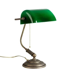 Bankerlampe Grün aus Messing in Bronze Rustikal