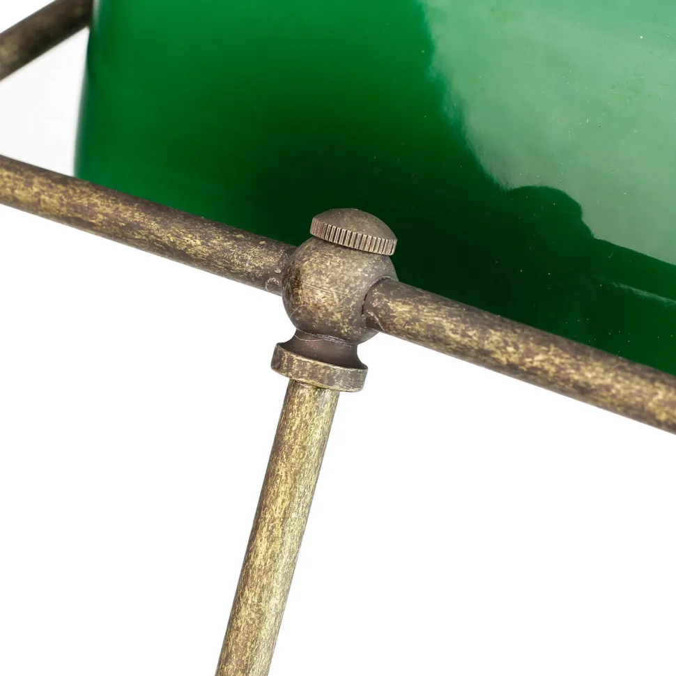 Bankerlampe Grün aus Messing in Bronze Rustikal