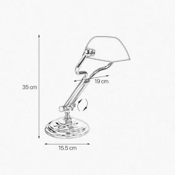 Bankerlampe Grün H: 35 cm verstellbar Echt-Messing Glas E14