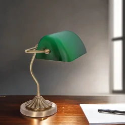 Bankerlampe Messing massiv Glas Schreibtisch MINISTERO