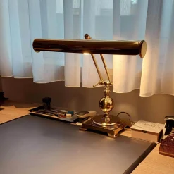 Bankerlampe Messing poliert E14 H: 43 cm Jugendstil