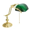 Bankerlampe Zugschalter 38 cm E27 Messing Glas Grün