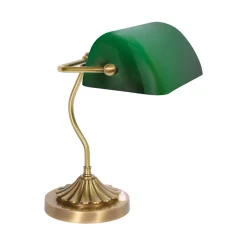 Bankerleuchte Gün Bronze H: 30 cm aus Messing Glas E27