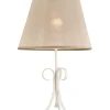 Beige Tischlampe Stoff rund Landhaus ABUELA