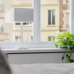 Beistelllampe Weiß 52 cm Stoff Metall E27 Kabelschalter