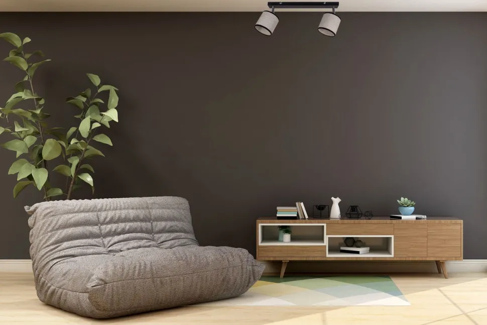 Beweglicher Deckenspot Stoff Schwarz Beige E14 L:55 cm