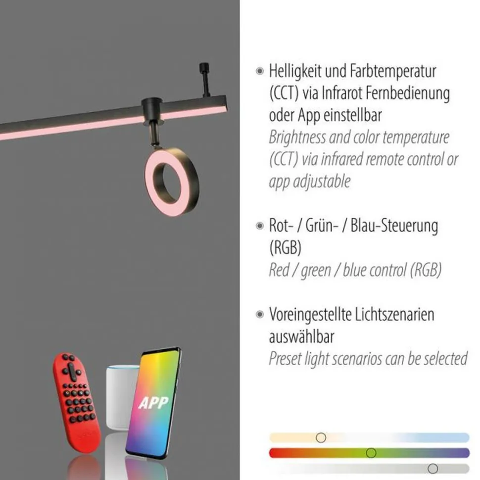 Beweglicher LED Deckenspot Schwarz RGB 114,5 cm dimmbar