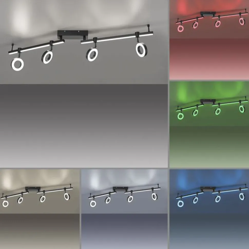 Beweglicher LED Deckenspot Schwarz RGB 114,5 cm dimmbar