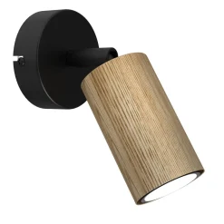 Beweglicher Wandspot Holz Metall GU10 in Schwarz Natur