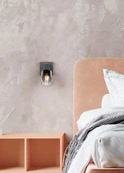 Beweglicher Wandstrahler Rauchglas Metall E14 T:15 cm