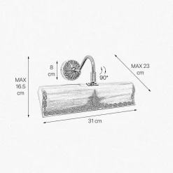Bilderleuchte Messing B: 31 cm schwenkbar in Bronze E14