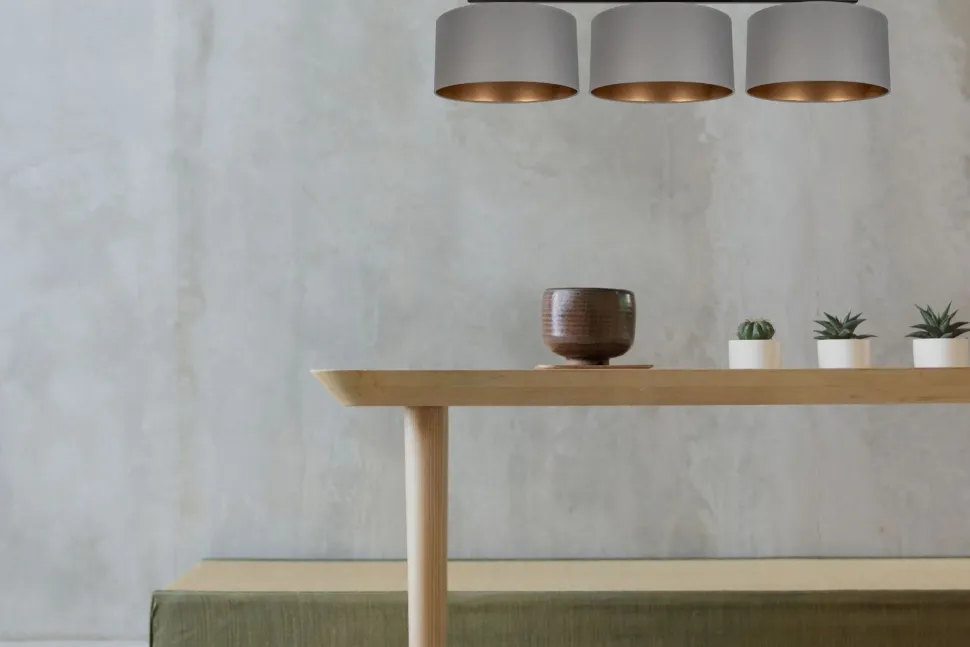 Blendarme Deckenlampe Stoff Graphit Gold E27 3-flammig