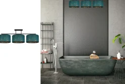 Blendarme Deckenleuchte Stoff Grün Muster E27 3-flammig