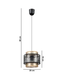 Blendarme Hängelampe Stoff Metall Schwarz Gold Ø20 cm