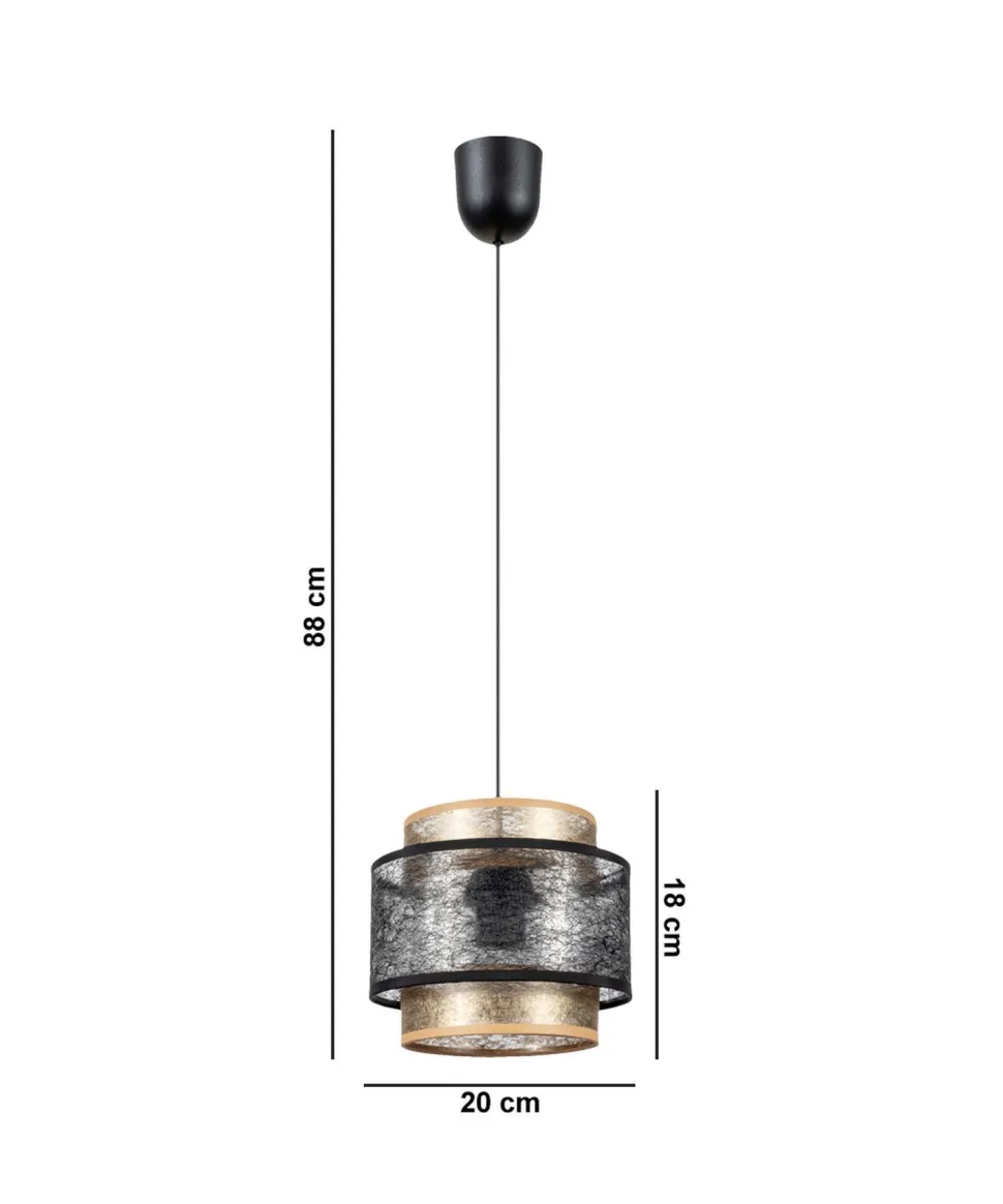 Blendarme Hängelampe Stoff Metall Schwarz Gold Ø20 cm