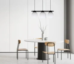 Blendarme Hängeleuchte Glaskugeln E27 3-flmg Schwarz