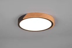 Blendarme LED Deckenlampe Holz rund Ø31,5 cm Schwarz