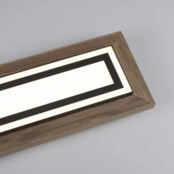 Blendarme LED Deckenleuchte dimmbar Holz 107 cm 5500 lm