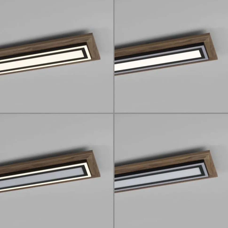 Blendarme LED Deckenleuchte dimmbar Holz 107 cm 5500 lm