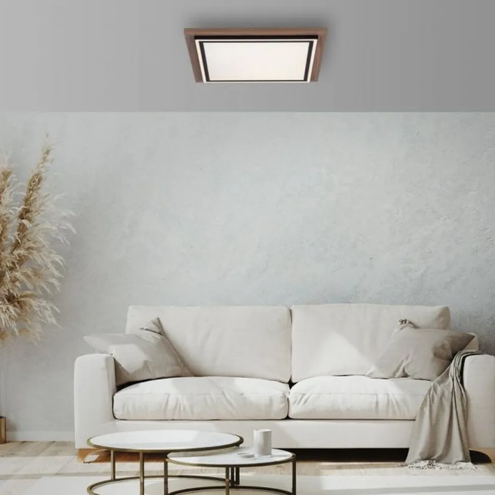 Blendarme LED Deckenleuchte dimmbar Holz B:53,4 cm 44 W