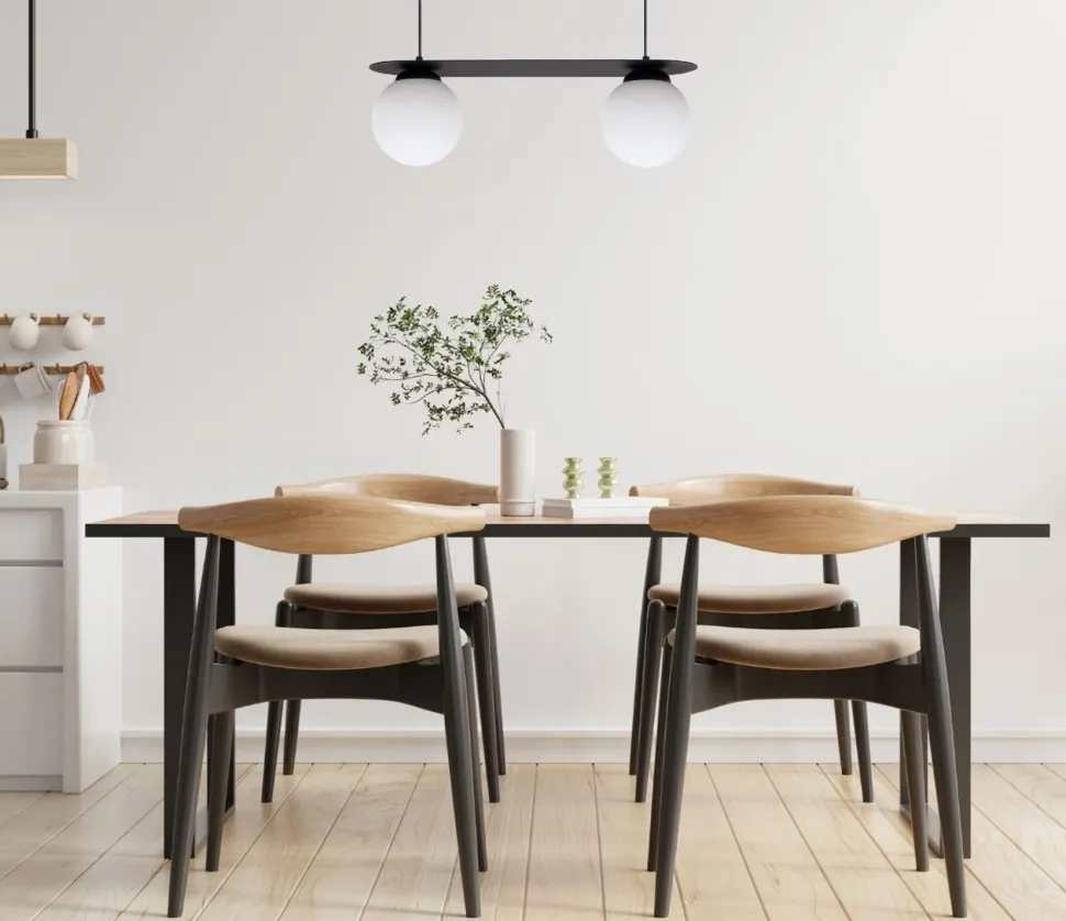 Blendarme Pendelleuchte Glaskugeln E27 2-flmg Schwarz