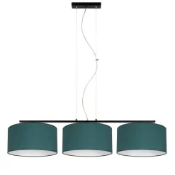 Blendarme Pendelleuchte Stoff Schwarz Grün E27 L:100 cm