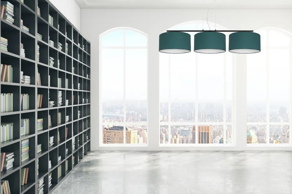 Blendarme Pendelleuchte Stoff Schwarz Grün E27 L:100 cm