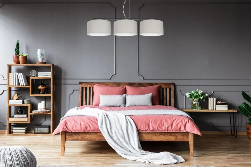 Blendarme Pendelleuchte Stoff Schwarz Grau E27 L:100 cm