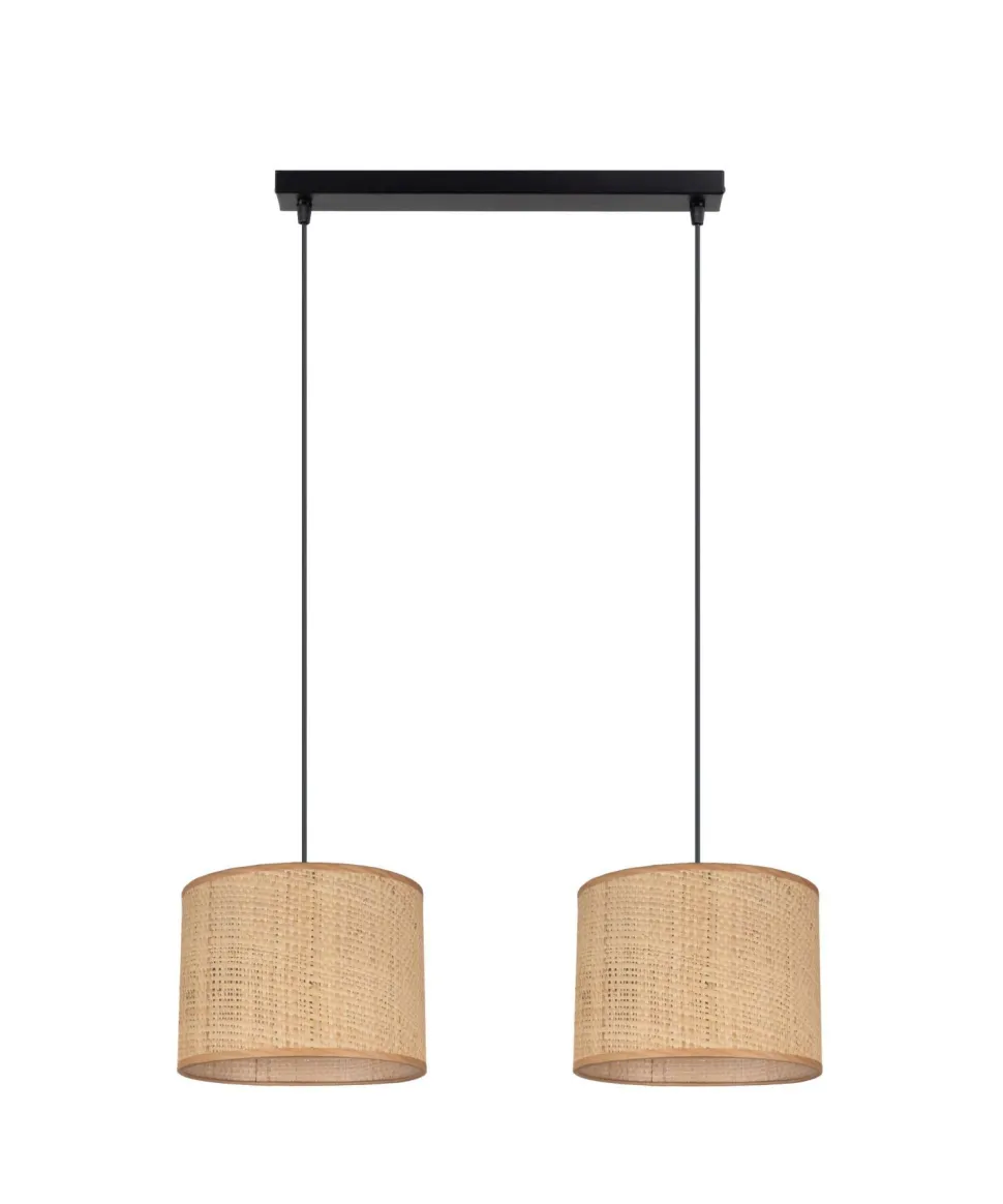 Blendarme Pendelleuchte Stoff Braun E27 50 cm länglich