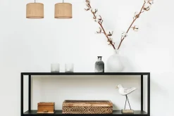 Blendarme Pendelleuchte Stoff Braun E27 50 cm länglich