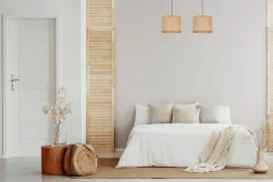 Blendarme Pendelleuchte Stoff Braun E27 50 cm länglich