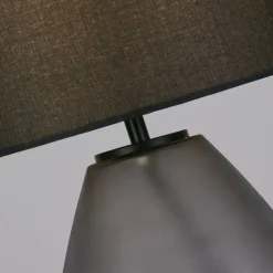 Blendarme Tischleuchte Glas Stoff 44,5 cm E27 Schwarz