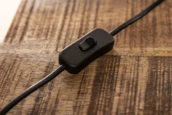 Blendarme Tischleuchte Holz Leinen 50 cm E27 wohnlich