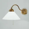 Blendarme Wandlampe mit Zugschalter E27 Messing Glas