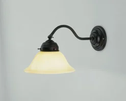 Blendarme Wandleuchte Echt-Messing Glas E27 Elfenbein