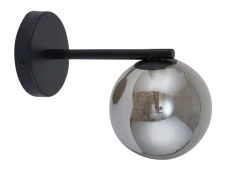 Blendarme Wandleuchte Glas Grau Metall Schwarz T:25 cm