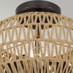 Boho Deckenlampe Seil Metall D: 40,6 cm rund 3x E27 Modern