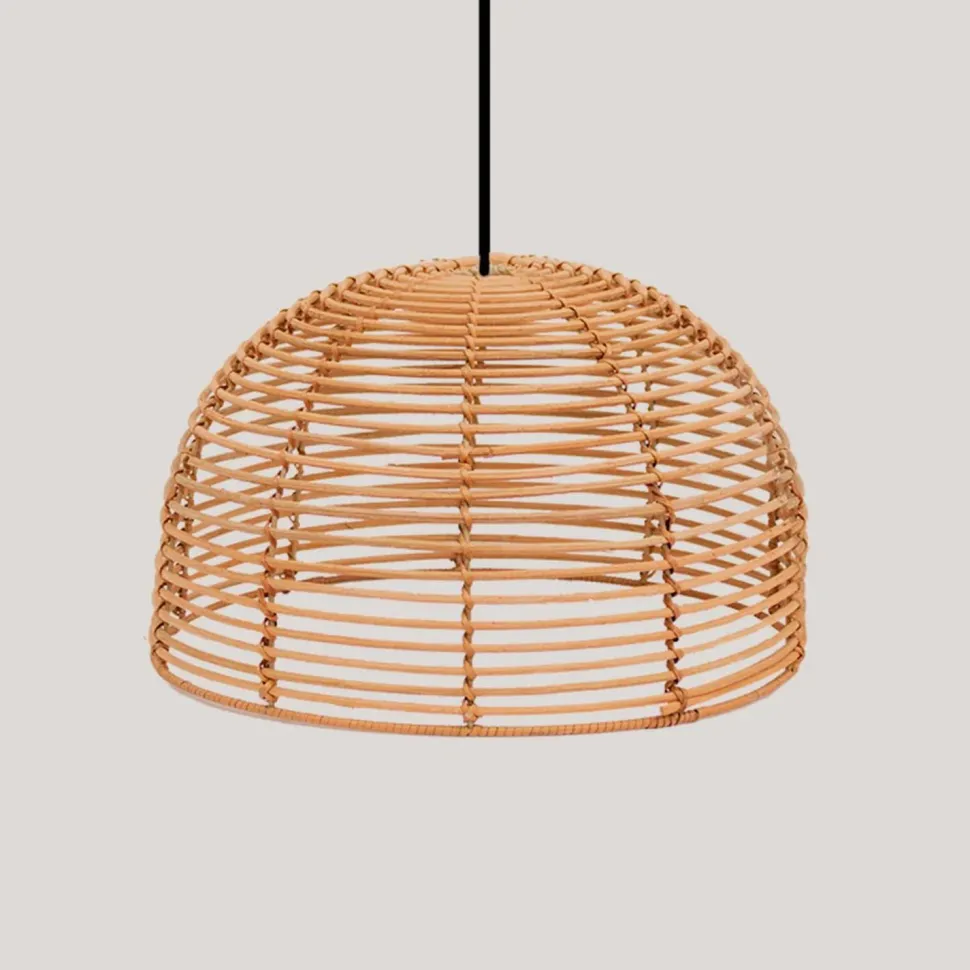 Boho Hängelampe Ø 35 cm Korb Schirm Beige Schwarz E27