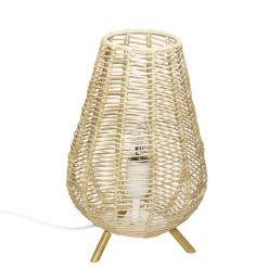 Boho Tischlampe Korb Geflecht 34,5cm dekorativ NATHYE