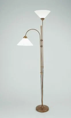 Deckenfluter Berliner Messing Glas E27 200 cm blendarm