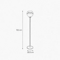 Deckenfluter klein 152 cm Messing Glas E27 in Bronze Weiß