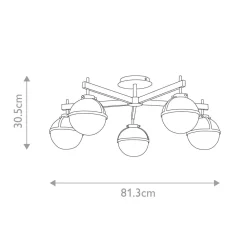 Deckenlampe Bad IP44 81,3 cm breit E14 Schwarz Metall Glas
