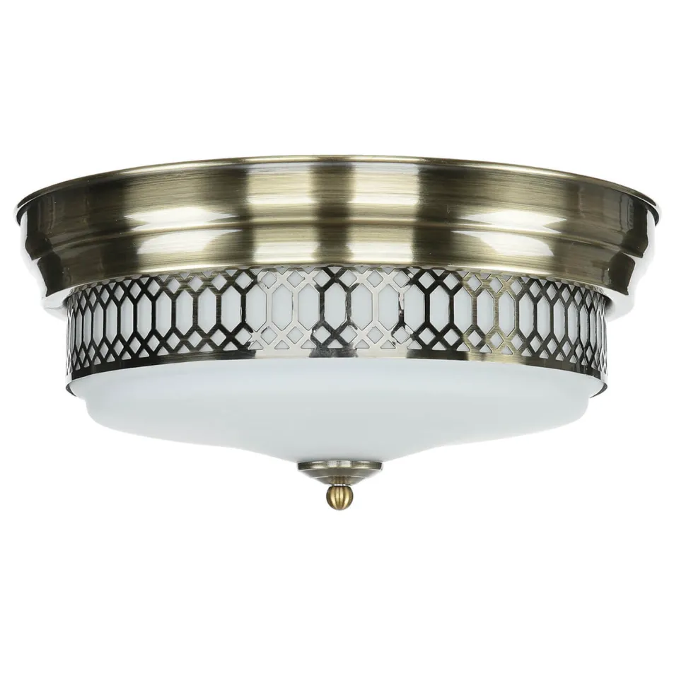 Deckenlampe Badezimmer Ø 35 cm IP44 Messing Antik Weiß 2x E27